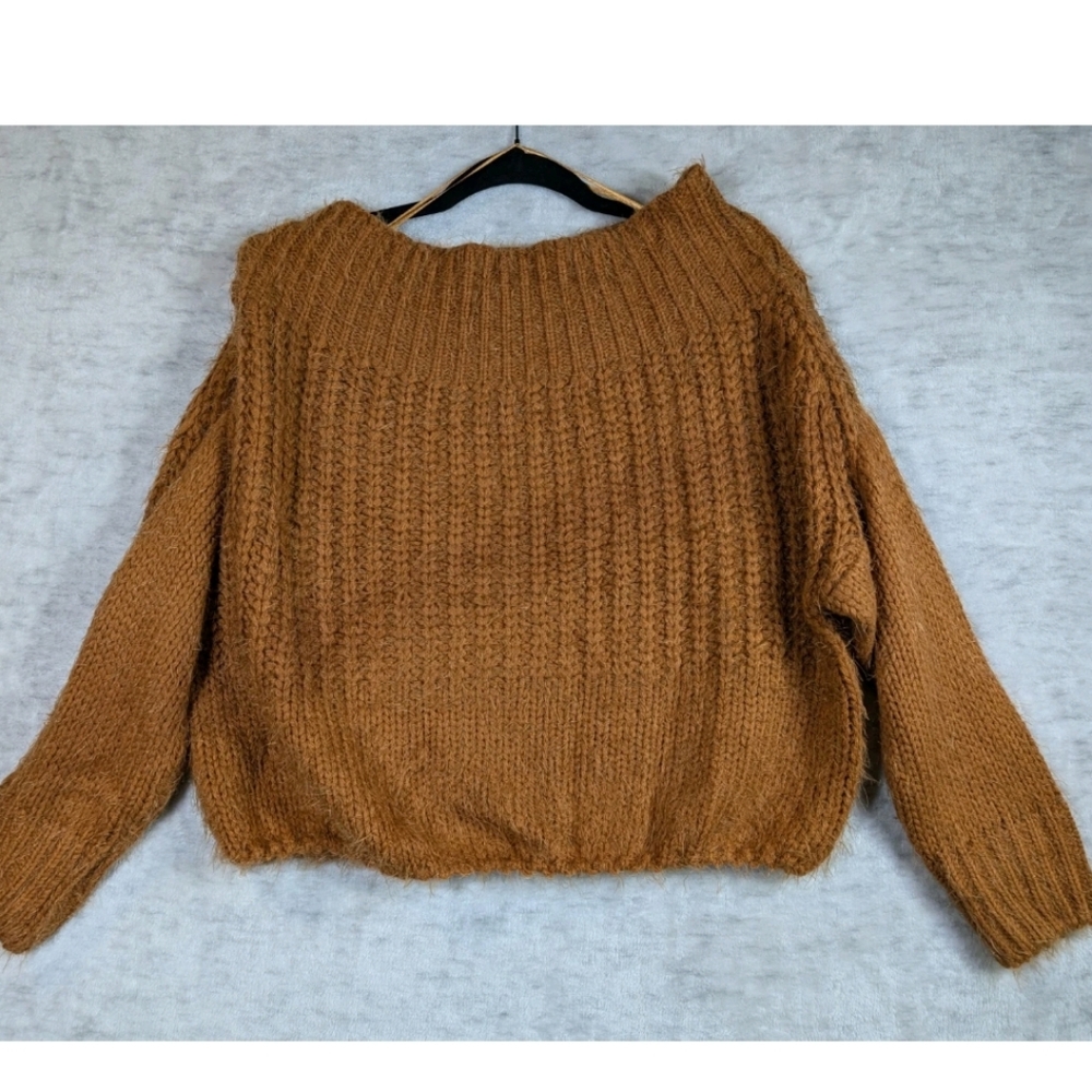 Miracle Warm Tan Knit Off The Shoulder Sweater